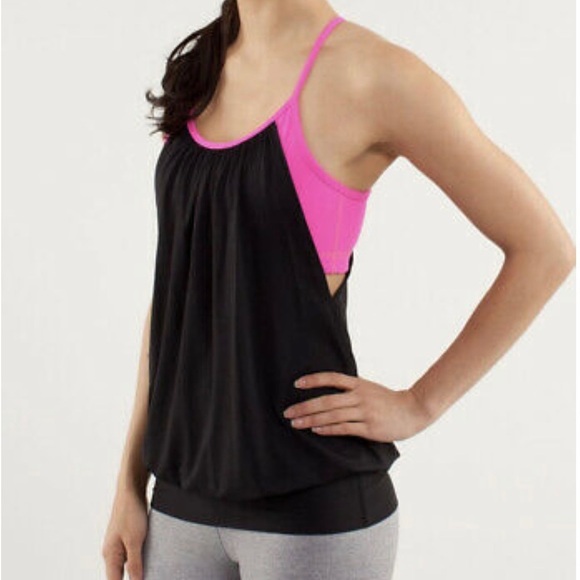 lululemon athletica Tops - Lululemon No Limits black and pink top size 8